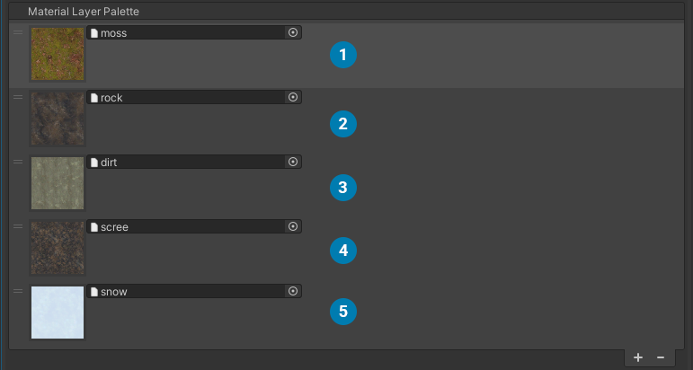 Material layer palette
