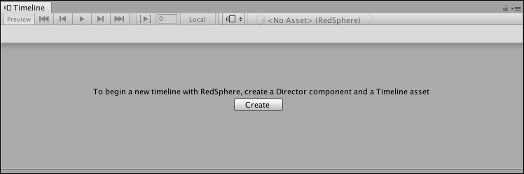 Select a GameObject that is not associated with a Timeline Asset to create a new Timeline Asset, add components, and create a Timeline instance