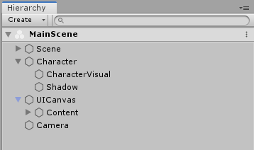 The Hierarchy window in Tiny Mode