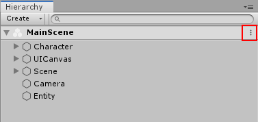 The Scene options dropdown button in the Hierachy