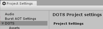 DOTS Mode Project Settings