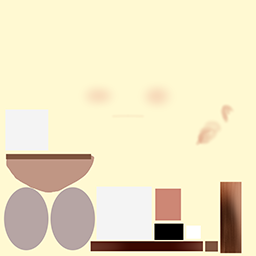 A yellow texture map with different-colored areas for skin, ears, eyes, cheeks, and other parts of a face.