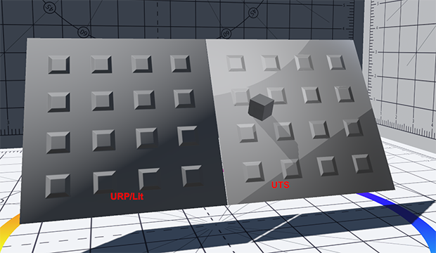 The same example with a strength of 0.3. The raised squares are less visible on the UTS side.