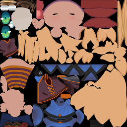 The same UV map but some areas have a darker color.