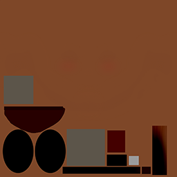A similar texture map to the base map, but the background is now a dark orange.
