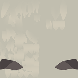 A grey texture map with two brown areas for cat-like ears, and lighter grey brushstrokes for parts of the hair.