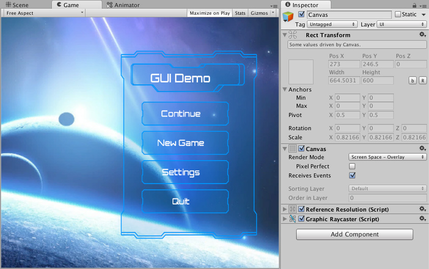 GUI Canvas Screenspace Overlay 