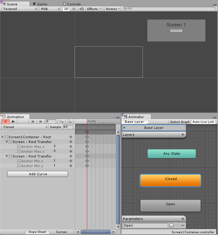 Unity Animator. Create скрины. Unity Transition. Интерфейс движка контраст 3.