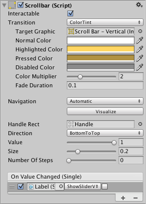 Scrollbar, Unity UI