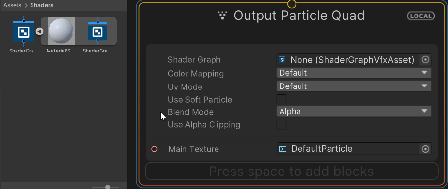 Drag Shader the Graph sub-asset to VFX Shader Graph slot