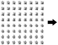 Cloud-shaped blocks representing stages in a sprite sheet.