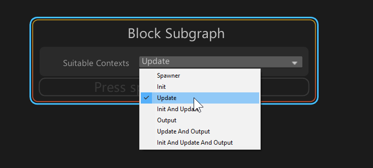Dropdown edit menu of a Block subgraph.