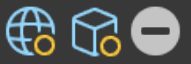 Spaceable Properties dropdown icon: globe (world space), 3D cube (local space), and circle with minus sign (system space)