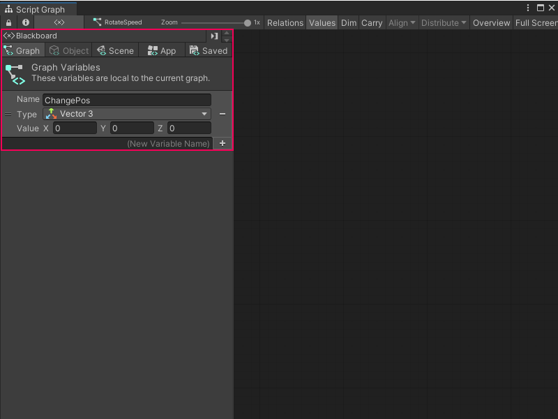 An image of the Blackboard open to the Graph variables tab