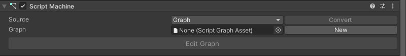 A new blank Script Machine component in the Inspector window for a GameObject