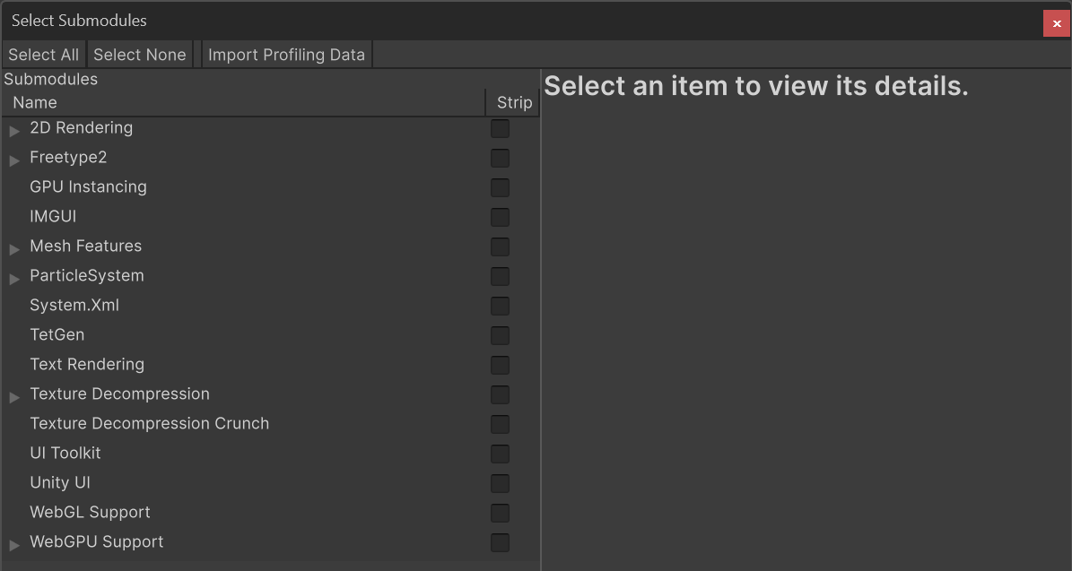 Select Submodules window