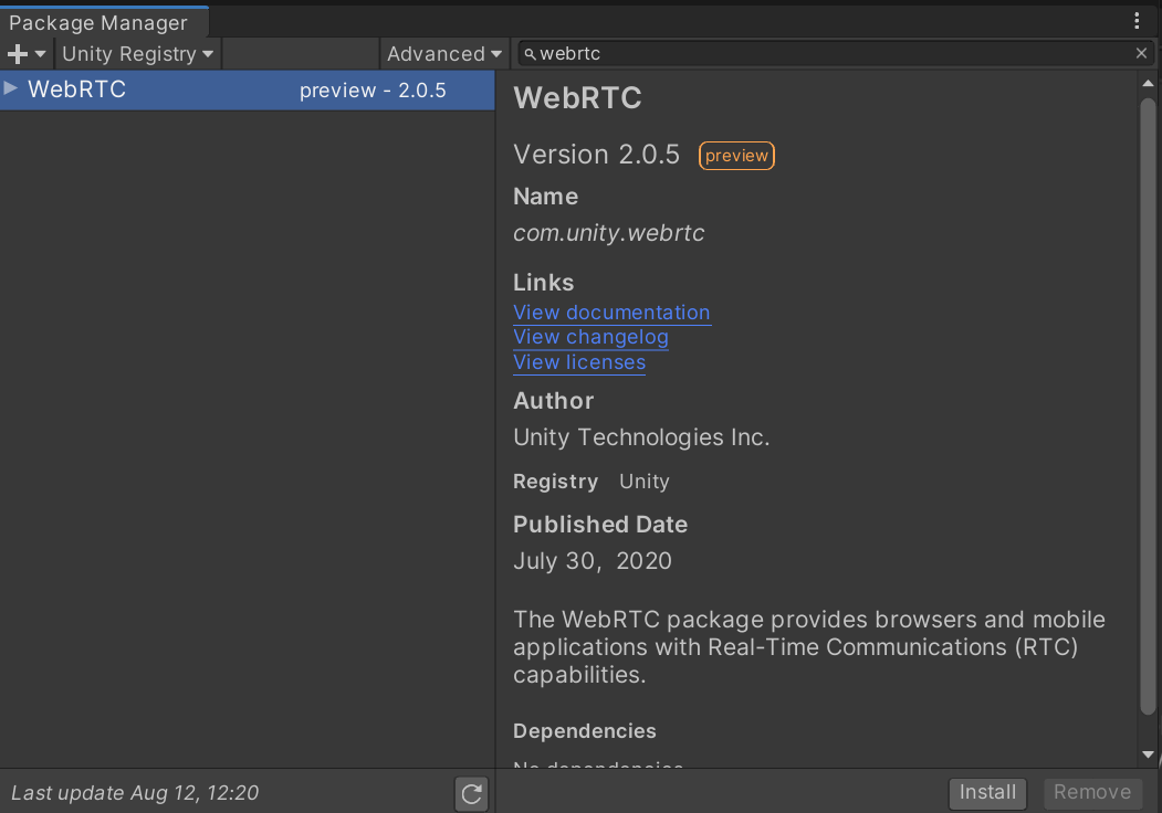 Search webrtc package