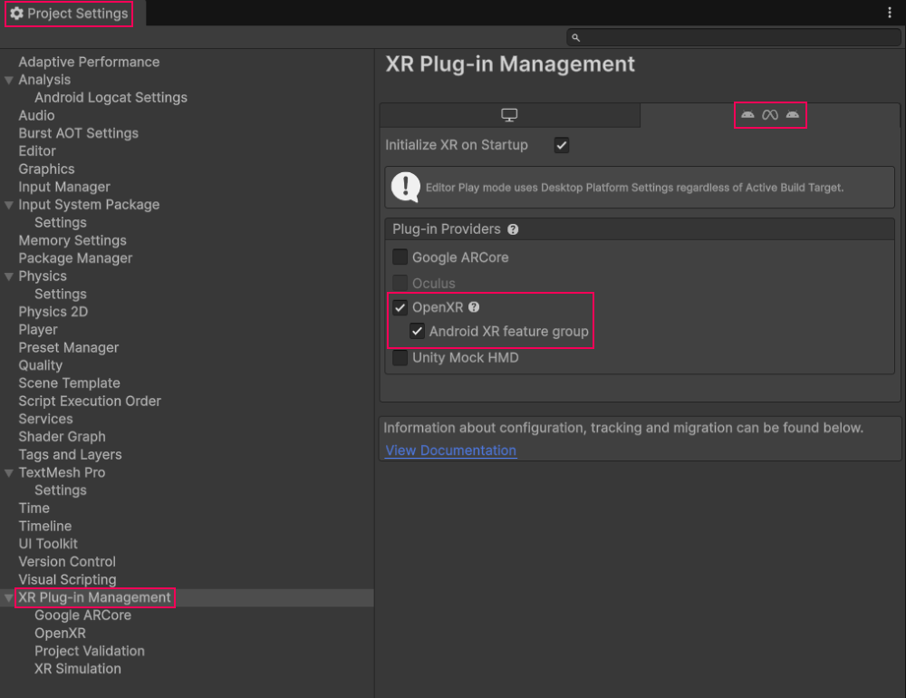 SpaceWarp XR Plug-in Management