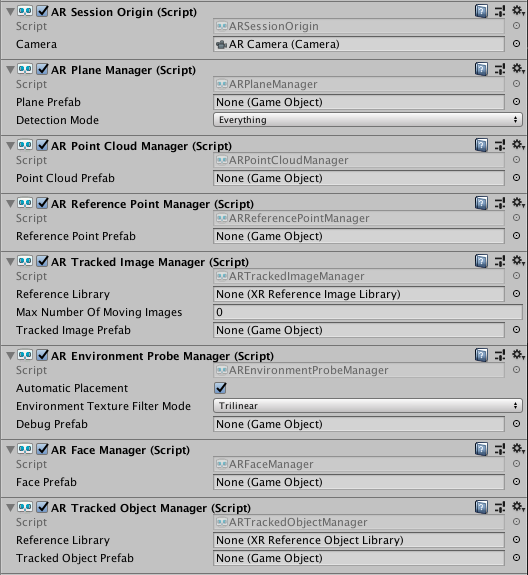 AR session origin with trackable managers AR session origin with trackable managers