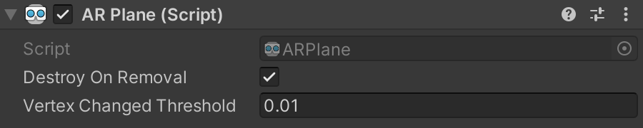 AR Plane component with Destroy on Removal field AR Plane component with Destroy On Removal field
