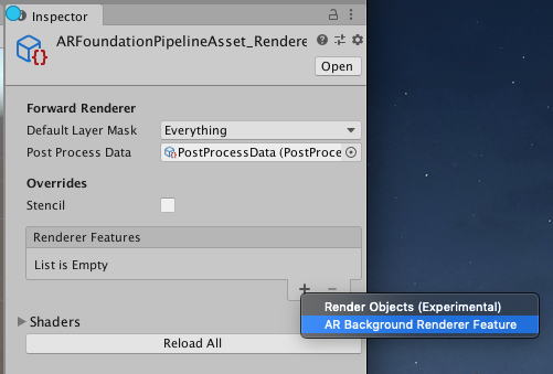 Add an ARBackgroundRendererFeature