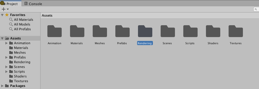 `Rendering` folder in the Project's `Assets` folder