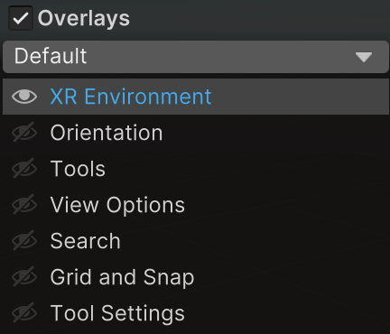 The Overlay menu contains a visibility toggle for each overlay