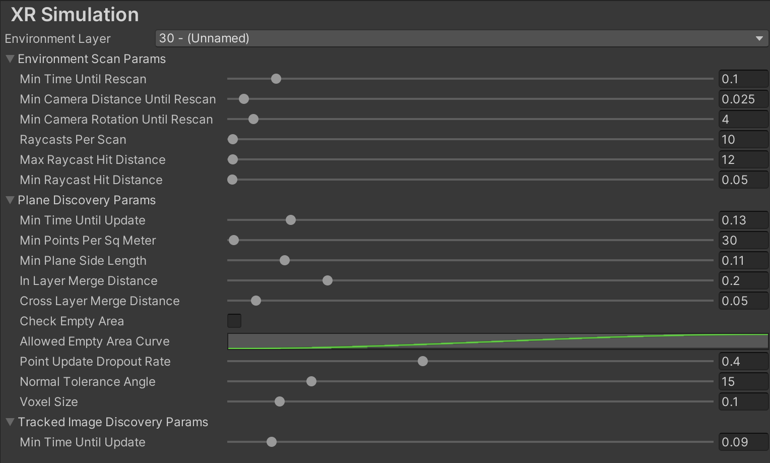 XR Simulation project settings