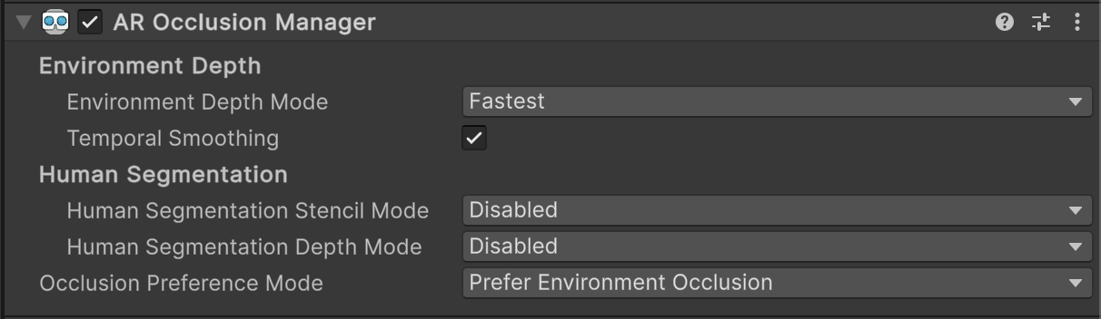 AR Occlusion Manager component