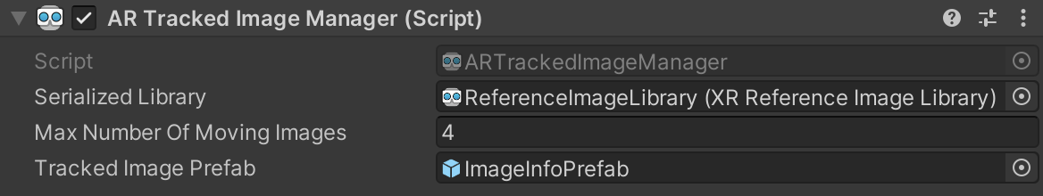 AR Tracked Image Manager with Tracked Image Prefab field