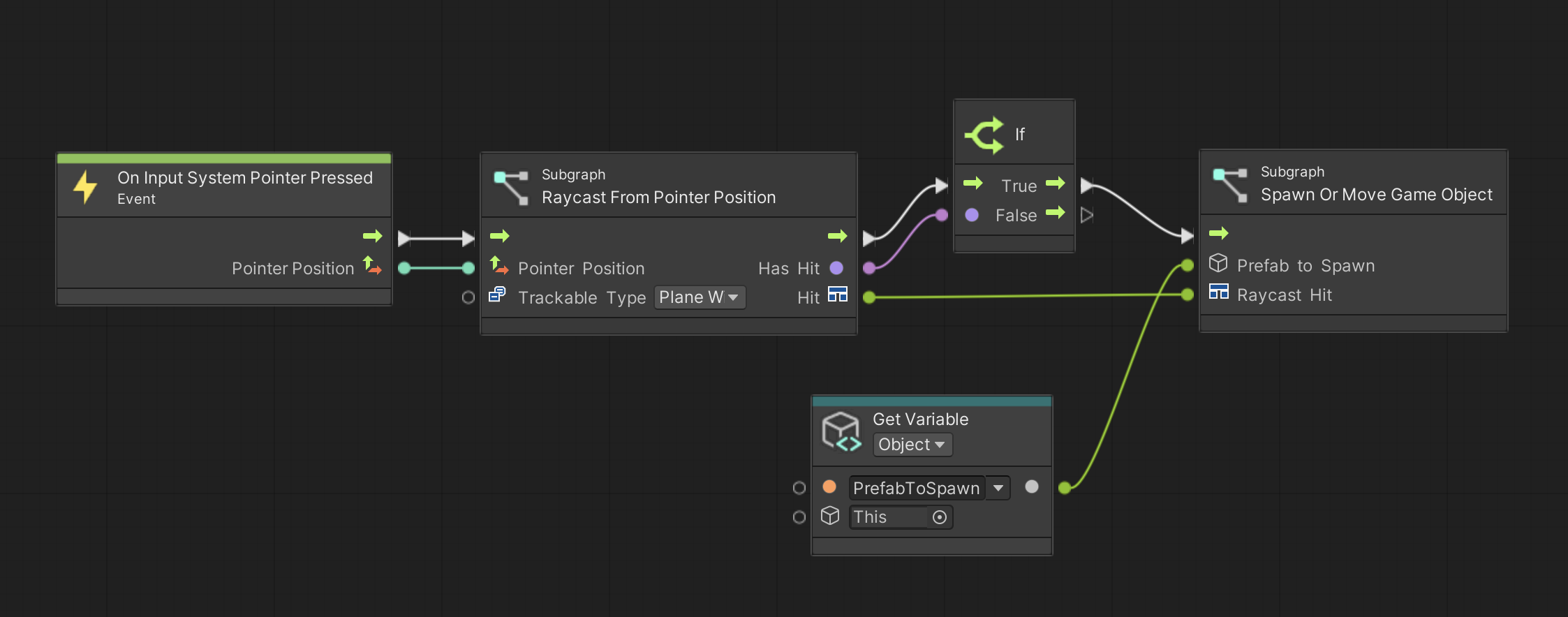 Simple AR visual scripting sample