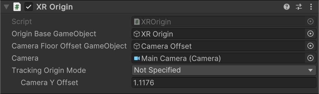 XR Origin component