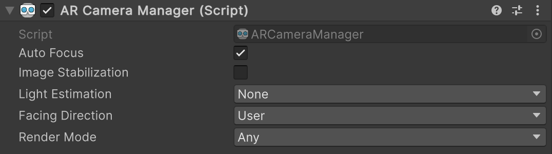 AR Camera Manager component