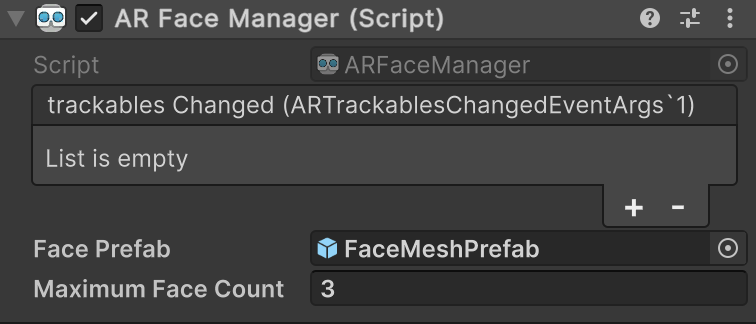 AR Face Manager component