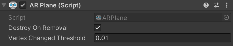 AR Plane component with Destroy On Removal field