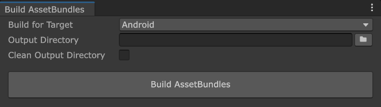 Build AssetBundles window shown in the Editor