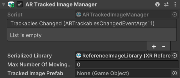 AR Tracked Image Manager with Tracked Image Prefab field