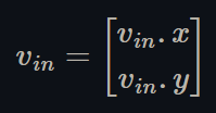 Figure 6. A 2 by 1 vector named "v in." The first component is "v in dot x". The second component is "v in dot y"