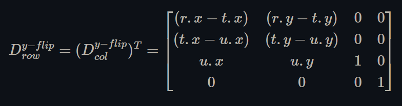 Figure 12. The transpose of the matrix called "D col y-flip," defined in Figure 10, is a row major display matrix that flips the y-axis, called "D row y-flip". It is the same matrix described in Figure 1