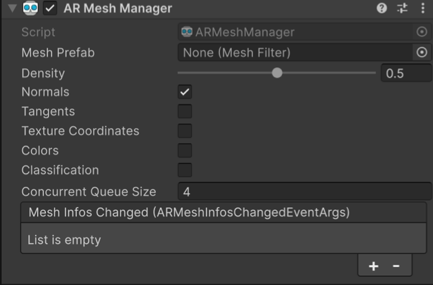 AR Mesh Manager component