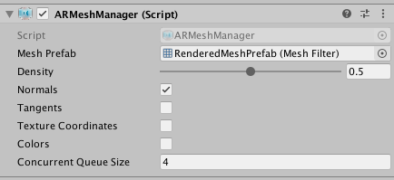 ARFoundation ARMeshManager component