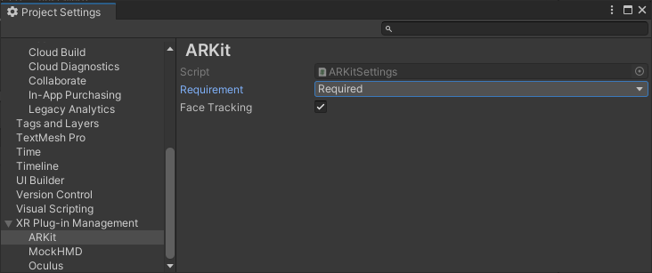 Project configuration | Apple ARKit XR Plugin | 6.1.0-pre.1