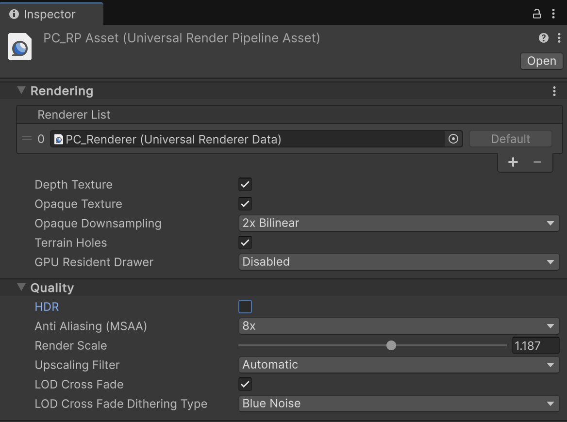 Disabled HDR in URP