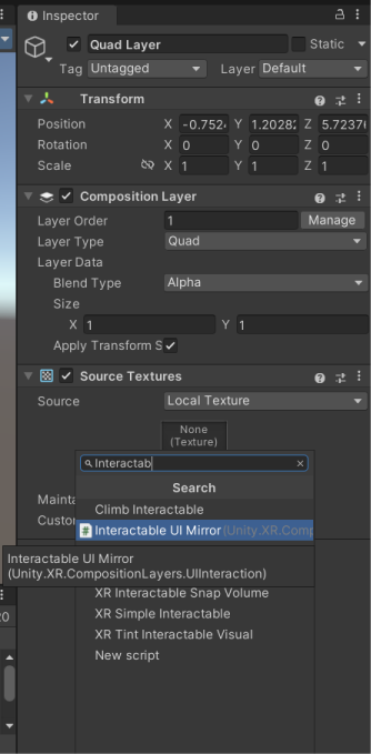 Create a UI using the Interactable UI Mirror component.