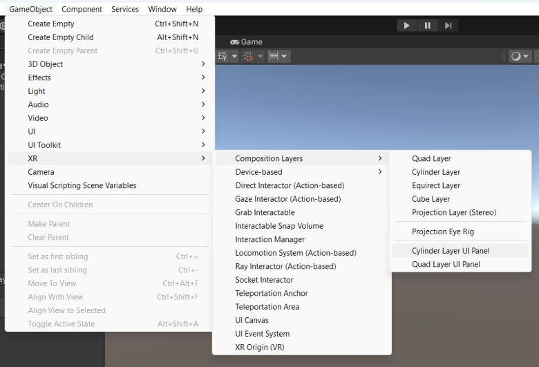 Create a UI via the Create menu.