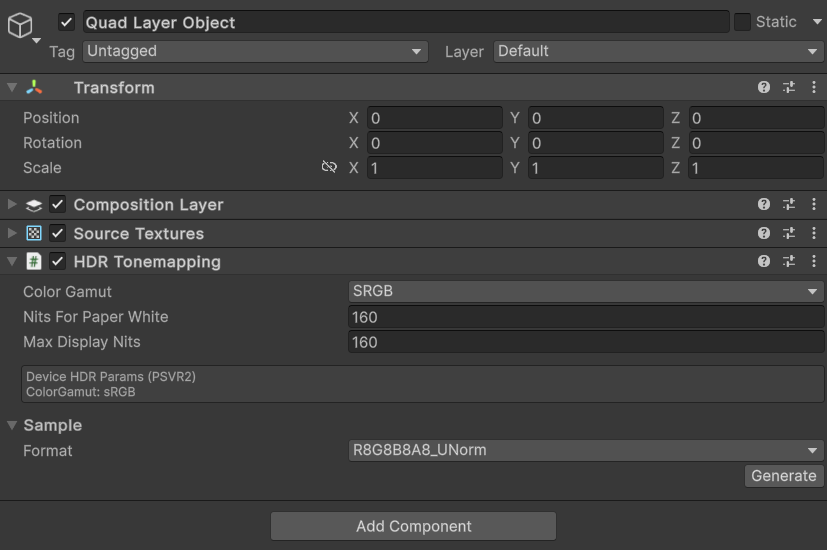 HDR tonemapping component Inspector
