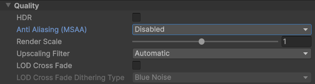 Anti Aliasing (MSAA) disabled