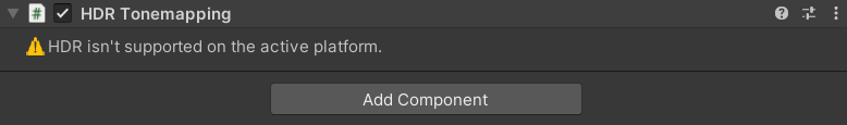 The HDR tonemapping component Inspector in environments where HDR is unsupported.