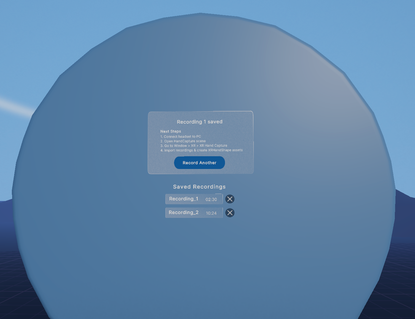 Saved Recording Panel UI
