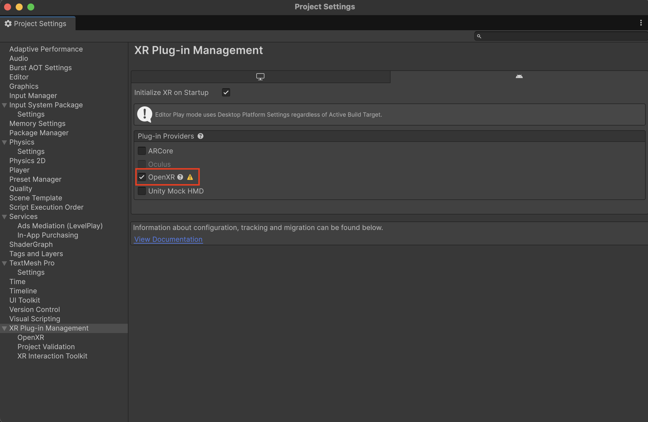 XR-Plugin-Management OpenXR